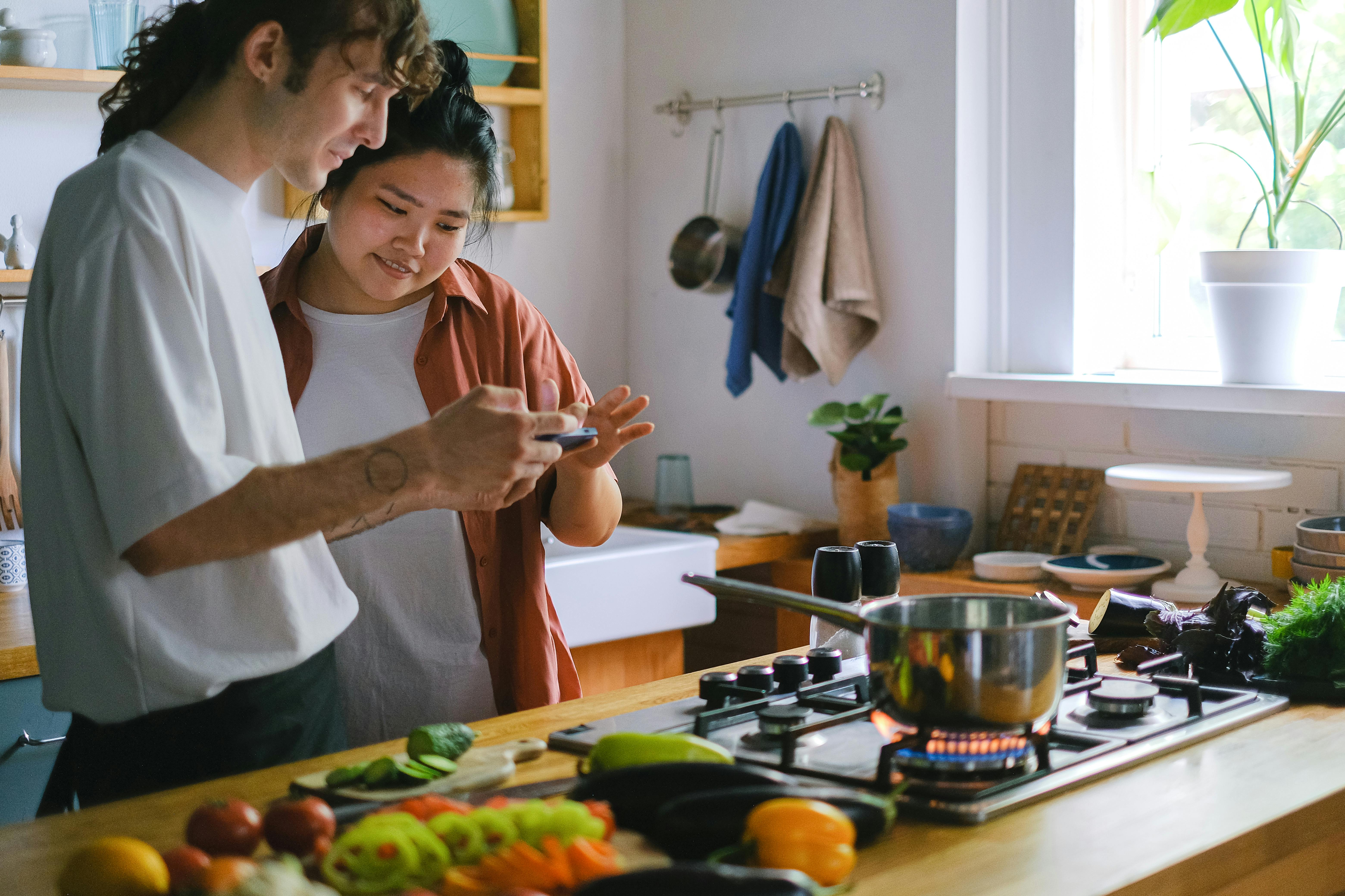 Couple cooking